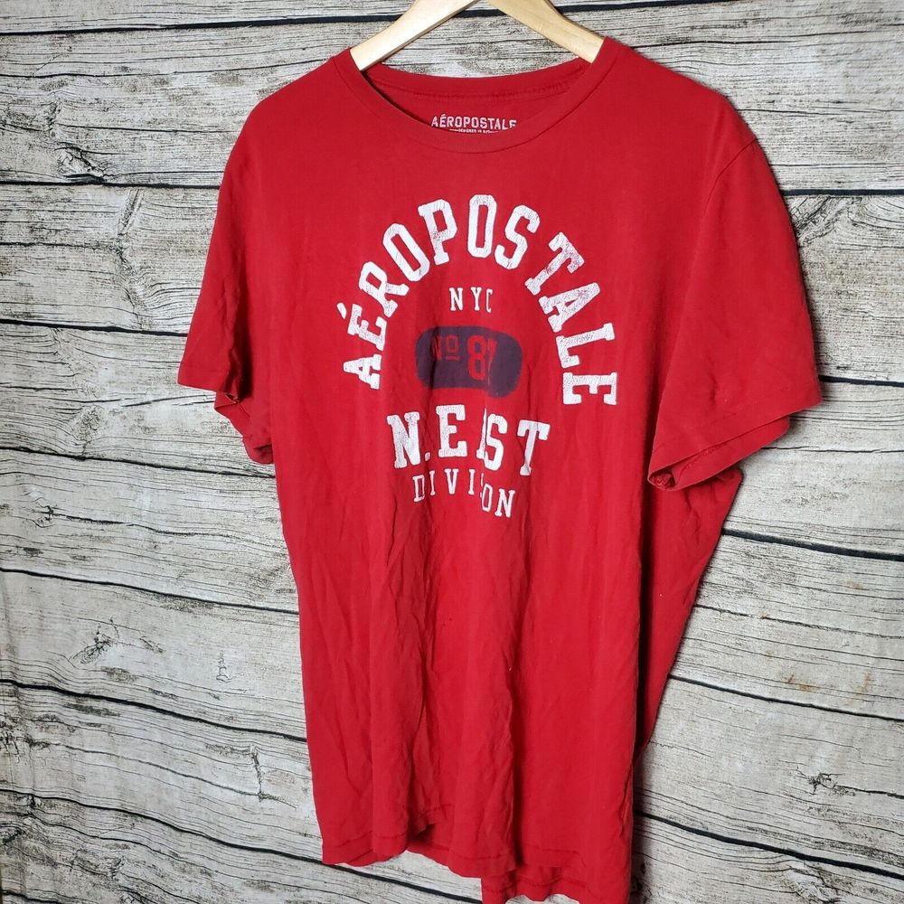 Juniors Aeropostale Vintage Graphic Single Stitch T-Shirt Aero Phys Ed 87 Red